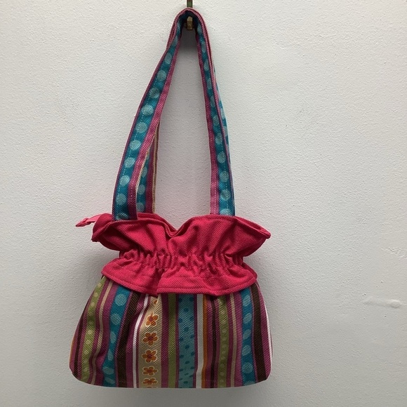 Y2K bright striped and floral small bag (Preowned) - Picture 2 of 6